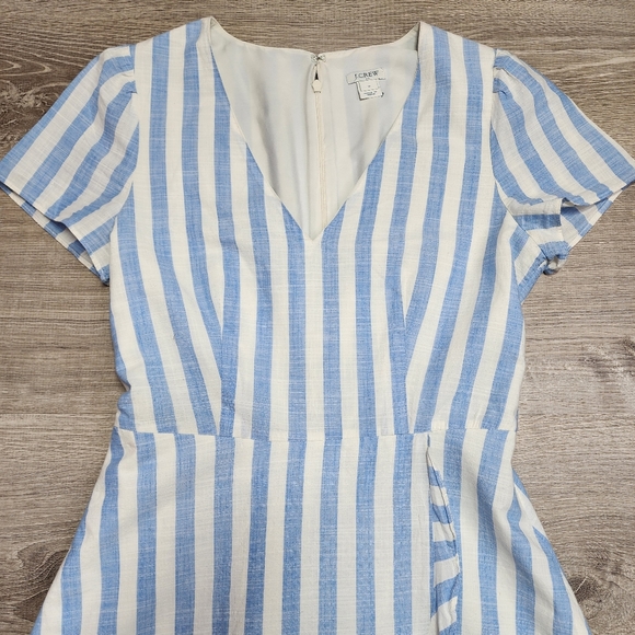 J. CREW Blue White Striped Faux Wrap Dress 0 - Picture 3 of 16